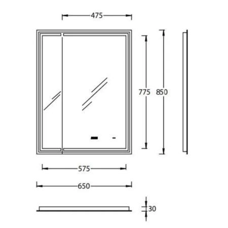 Зеркало Kerama Marazzi TECNOLOGICA M ТЕКНОЛОДЖИКА М TE.M.mi.65 Зеркало Tecno M/Текно M 65 с поворотной дверцей, подсветкой и функцией антизапотевание, белое