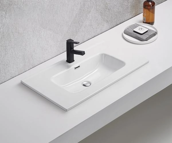 Раковина Gid 9080s 81x47 встраиваемая сверху белая