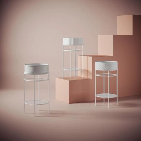 Artceram VOGUE Металическая структура Ø44хh72,5см для раковин Rombo без отв. под смеситель, с керамической полочкой, напольный, цвет: белый матовый