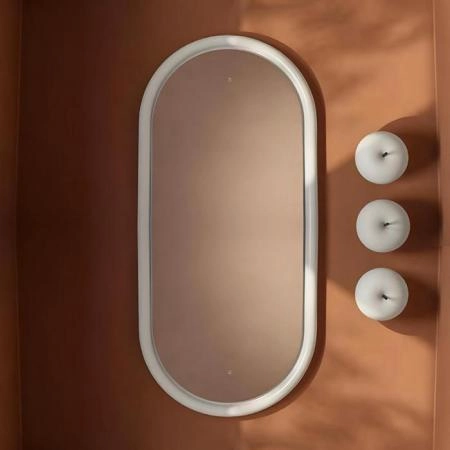 Artceram Milano Зеркало 55х100 см в керамической раме с LED-подсветкой и сенсорным выключателем, цвет: белый