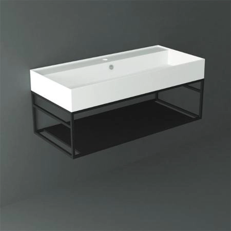 Simas Agile Структура металлическая 101x46xh28см, подвесная, для раковины с 1 отв., AG101, с 1 полкой, цвет: черный матовый