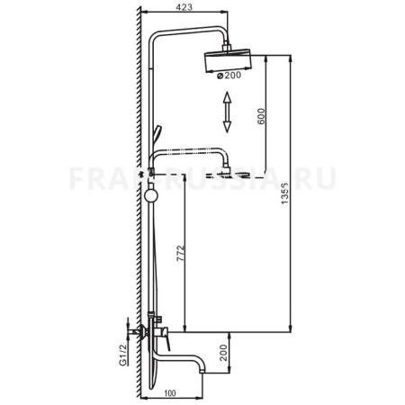 Душевая система Frap H29 F2429 для ванны, черный