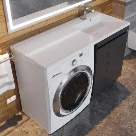 Тумба под стиральную машину Uperwood Magenta, 50 см, напольная, черная, с дверцами