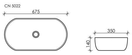 Умывальник чаша накладная овальная Element 675x350x140мм