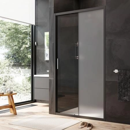 Дверь душевая в нишу AM.PM Gem W90G-110-1-195BM прозрачное, матовое; профиль черный