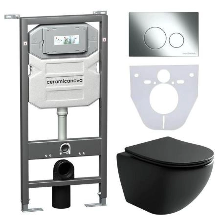 Подвесной унитаз Mono Rimless, глубокий смыв, с крепежом для полностью скрытого монтажа, ультратонким сидением и крышкой с функцией плавного закрытия, дюропласт