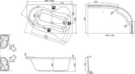 Ванна Ravak Rosa 150x95 L без гидромассажа акрил