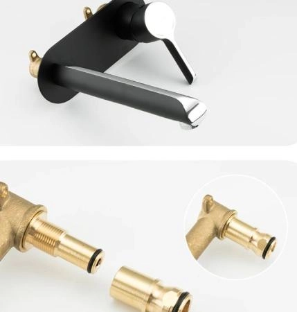 Смеситель для раковины Gappo G1003-26 встраиваемый чёрный/хром