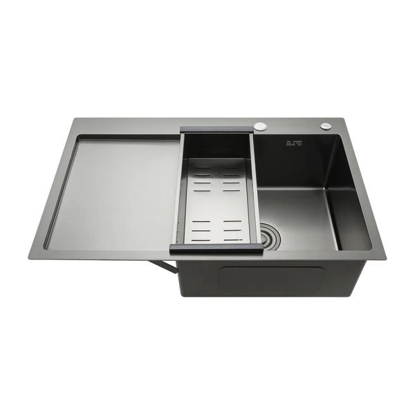 Кухонная мойка GAPPO GS7850-6R с коландером, графит