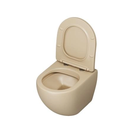 Унитаз Grossman GR-4455BEMS Color (485*360*375) БЕЖЕВЫЙ МАТОВЫЙ подвесной Безободковый с тонкой крышкой