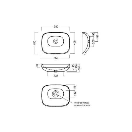 Раковина Hatria ABITO YXXA 58x48 накладная