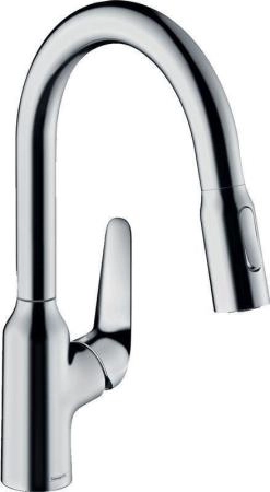 Hansgrohe Focus M42 71801000 Смеситель для кухни 183 мм, 2 режима, выдвижной излив, хром
