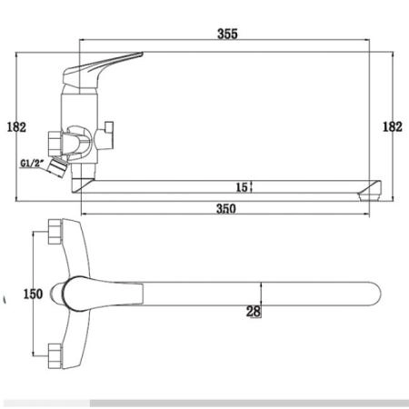 Смеситель для ванны KAISER ECO (55) с душем  хром