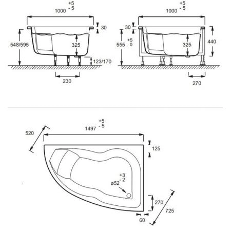 Ванна Jacob Delafon MICROMEGA DUO E60220RU-00 170x105 см правая