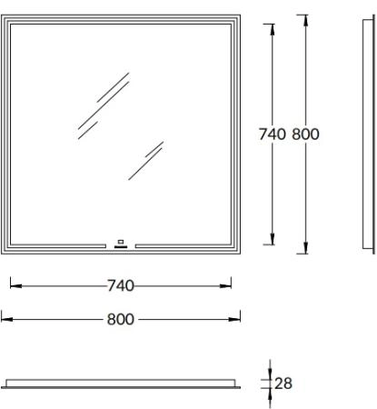 Зеркало Kerama Marazzi MIO МИО MIO.mi.80\WHT  квадратное с диммером 80, белое