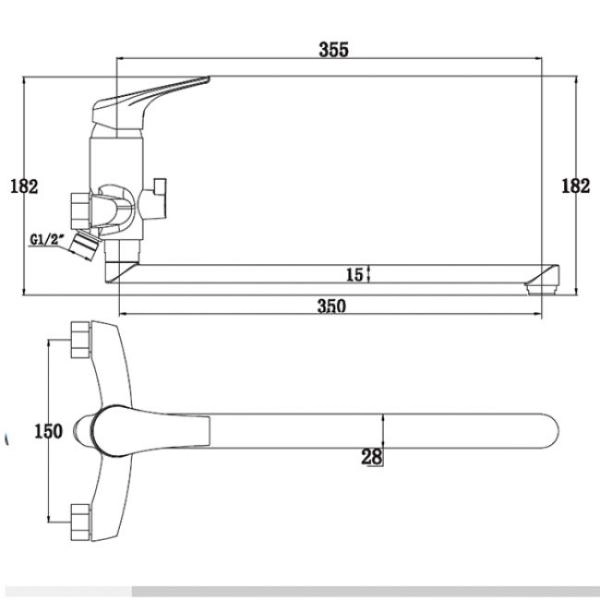 Смеситель для ванны KAISER ECO (55) с душем  хром