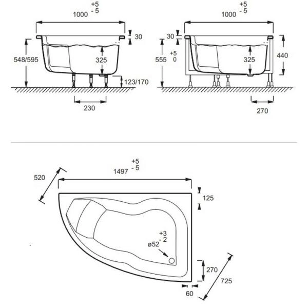 Ванна Jacob Delafon MICROMEGA DUO E60220RU-00 170x105 см правая