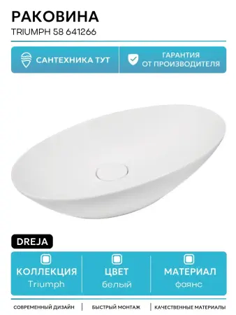 Раковина Dreja ТРИУМФ 56 на столешницу