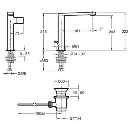 Смеситель Jacob Delafon COMPOSED E73159-CP для раковины хром с донным клапаном
