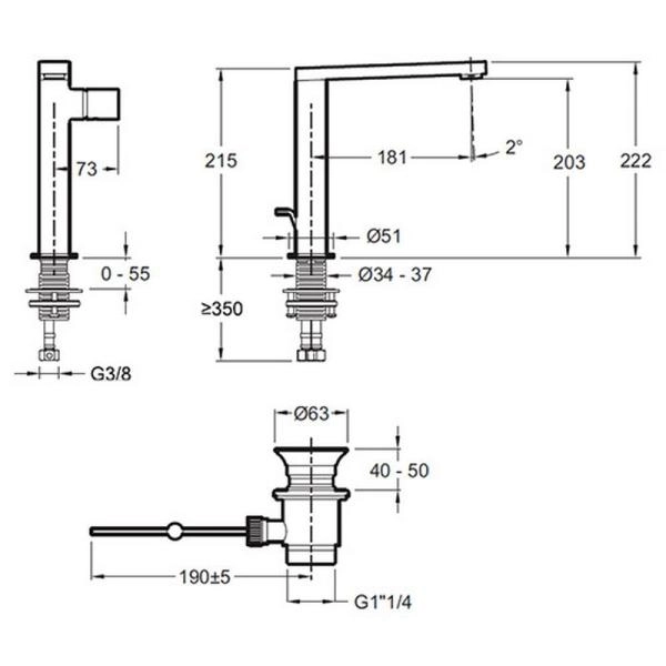 Смеситель Jacob Delafon COMPOSED E73159-CP для раковины хром с донным клапаном