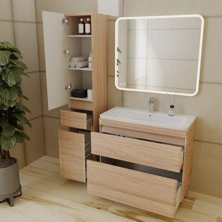 Тумба напольная Style Line Атлантика 90, Люкс ясень перламутр, PLUS