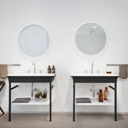Agape Novecento XL Раковина на стальной базе 90x55x13 см, 3 отв., напольная, цвет: матовый белый/темный серый