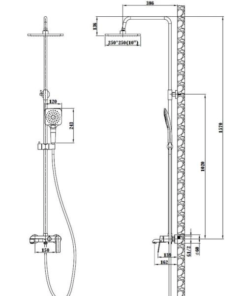 Душевая система ESKO Singapore black со смесителем ST300BL хром