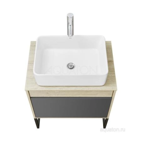 Тумба под раковину AQUATON Лофт Урбан 65 серый графит, дуб орегон 1A254001LQX60