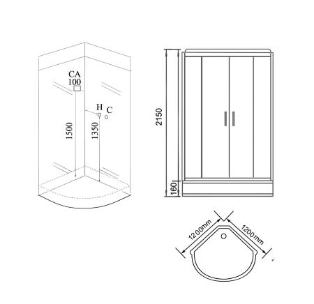 Душевая кабина GROSSMAN  GR142 (120x120x215) гидромассажная с радио