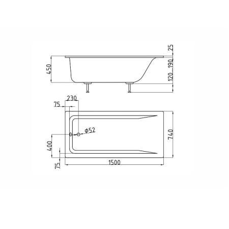 Ванна AquaStone Армада 150х74 иск. камень