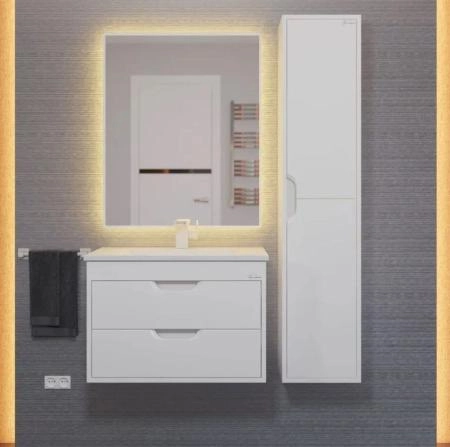 Шкаф-пенал для ванной Uperwood Modul, подвесной, с дверцами, глянцевый, белый