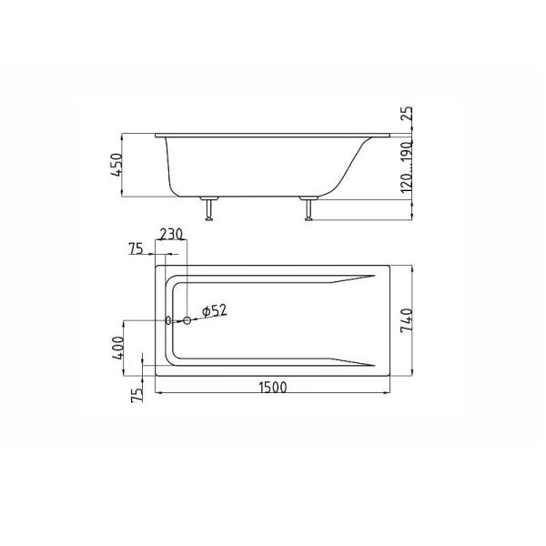 Ванна AquaStone Армада 150х74 иск. камень