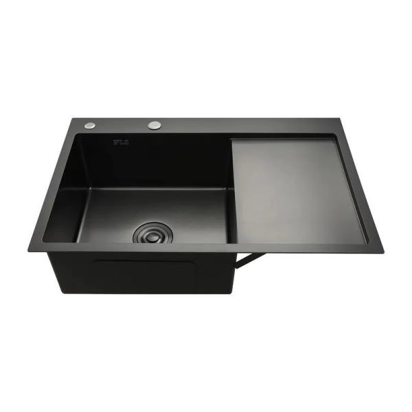 Кухонная мойка Gappo GS7850-6L 780x500x215mm 0.8мм с коландером Черный чаша слева