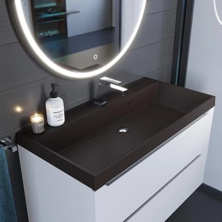 Раковина кварцевая Uperwood Classic Quartz 90 см, коричневая матовая, трюфель