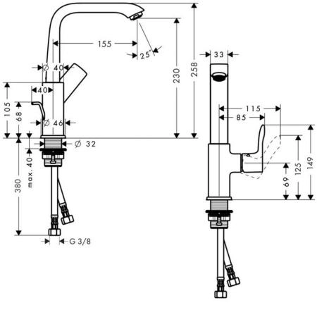 Смеситель Hansgrohe Metris 31087000 для раковины, хром