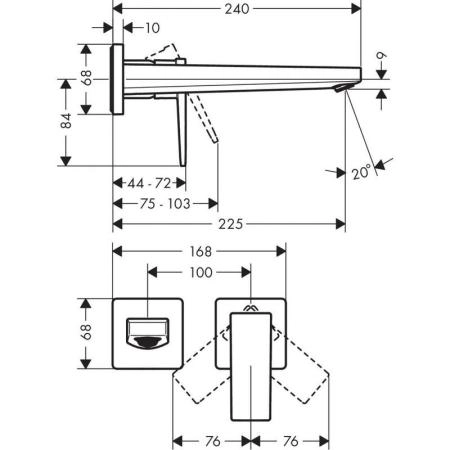 Hansgrohe 32526000 Metropol Смеситель для раковины 225 мм, настенный, хром