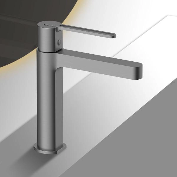 Смеситель Vincea Rondo VBF-1R1GM для раковины однорычажный, вороненая сталь