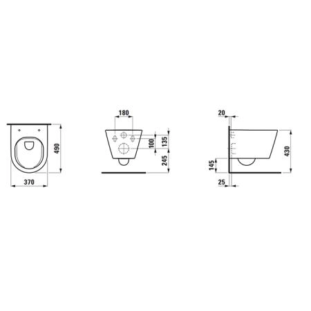 Laufen Kartell Унитаз подвесной, 49x37x43см., безободковый, цвет: белый матовый