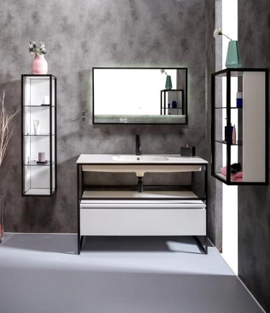 Пенал Boheme LOFT низкий белый, полки стекло 895-W