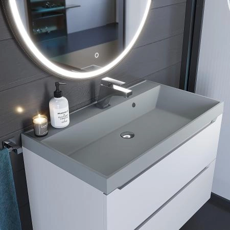 Раковина кварцевая Uperwood Classic Quartz 80 см, серая матовая, платина