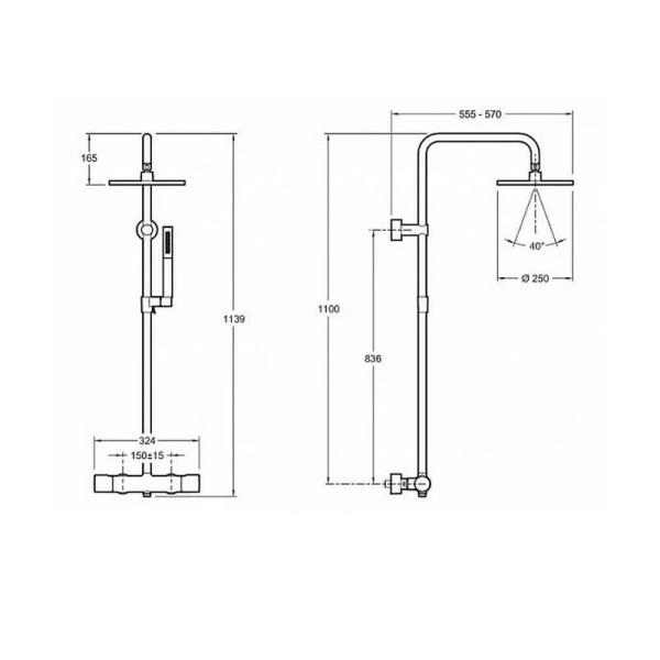 Душевая система Jacob Delafon TOOBI E8993-CP для душа,термостат хром