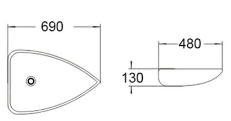 Раковина SantiLine SL-1033 69x48 на столешницу керамическая Белый