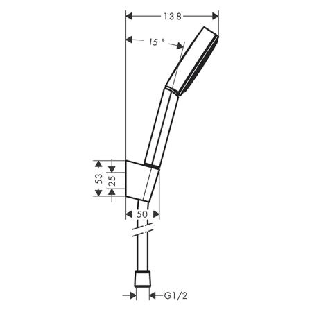 Hansgrohe Pulsify 1j Porter-набор Душевой гарнитур, ручной душ, настенный держатель и шланг 125см., цвет: хром