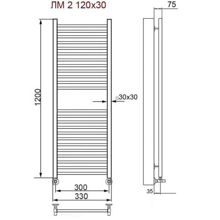 Полотенцесушитель водяной Ника Modern ЛМ 2 100/40 с вентилями
