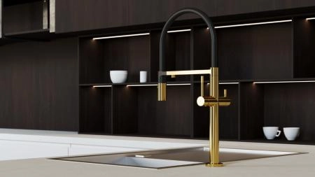 Смеситель для кухни Boheme UNO GOLD c краном для питьевой воды 115-G