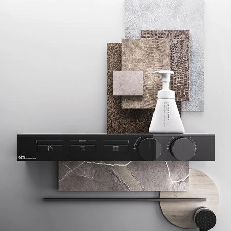 Gessi Hi-Fi Термостат для душа, с включением до 3 источников одновременно, внешняя часть, цвет: Black Metal PVD
