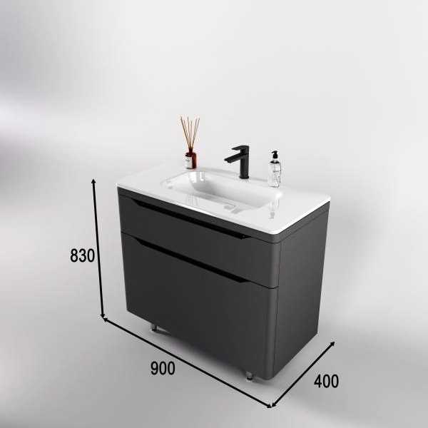 Тумба напольная Style Line Марелла 90 (2 ящ.) Люкс антискрейтч серый, PLUS
