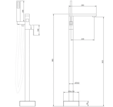 Смеситель ABBER Daheim AF8215 напольный для ванны, хром