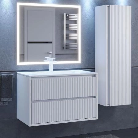 Тумба с раковиной для ванной Uperwood Next Premium подвесная, 100 см, белая, 2 ящика