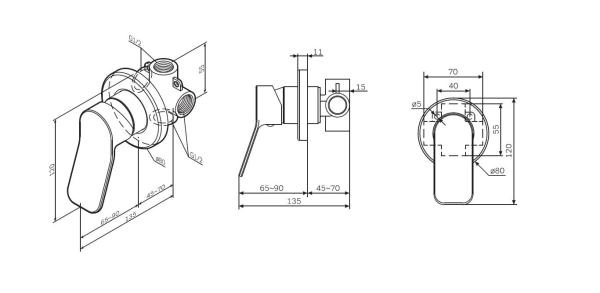 Встраиваемый Смеситель AM.PM X-Joy F85A65000 Хром